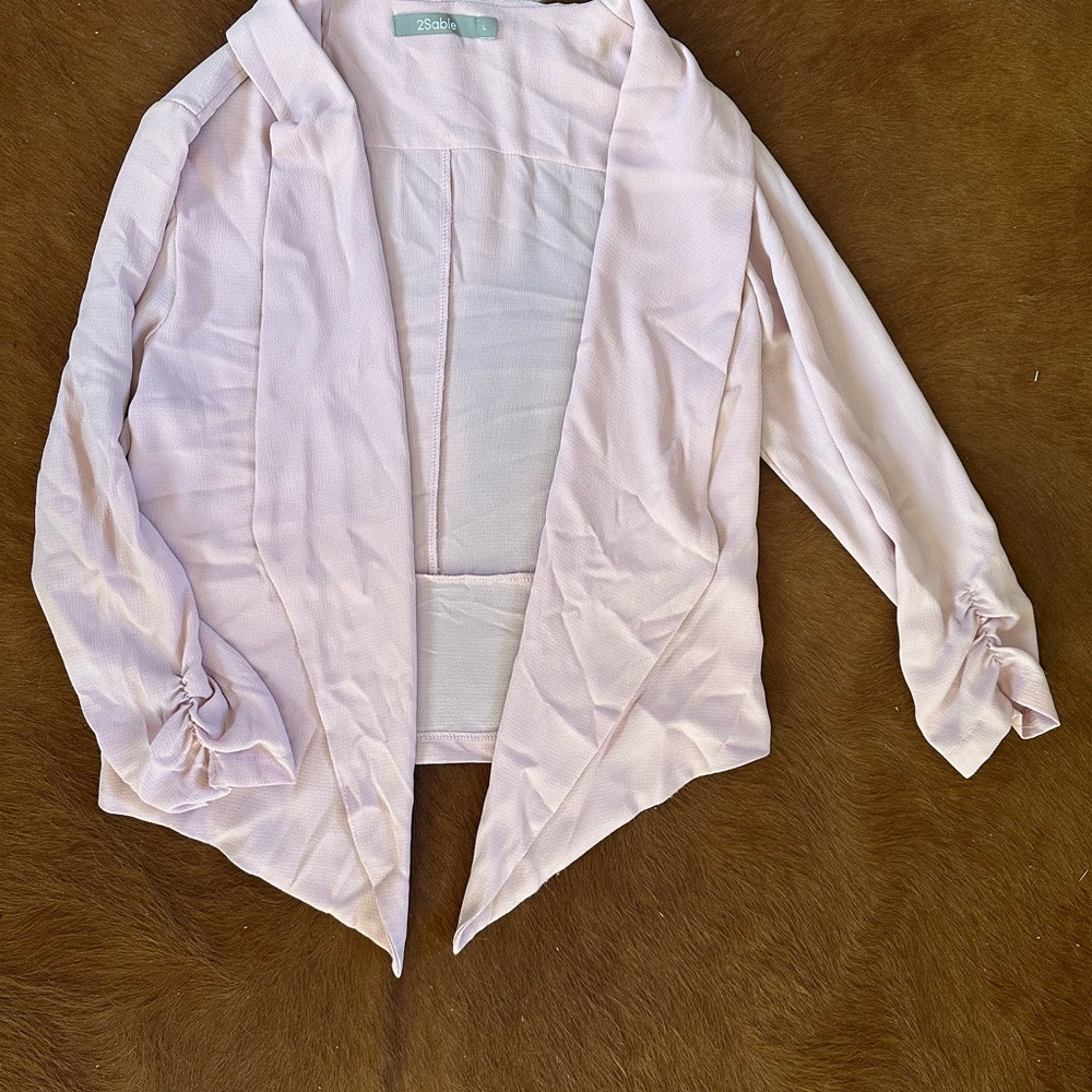 Light Pink Open Front Blazer